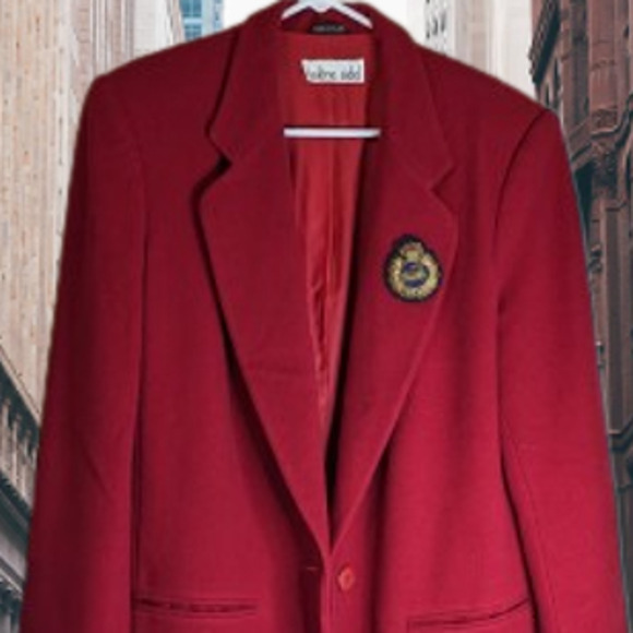 Helene Sidel 8 red vintage blazer. Mohair & wool w/ applique left lapel. Winter - Picture 2 of 2